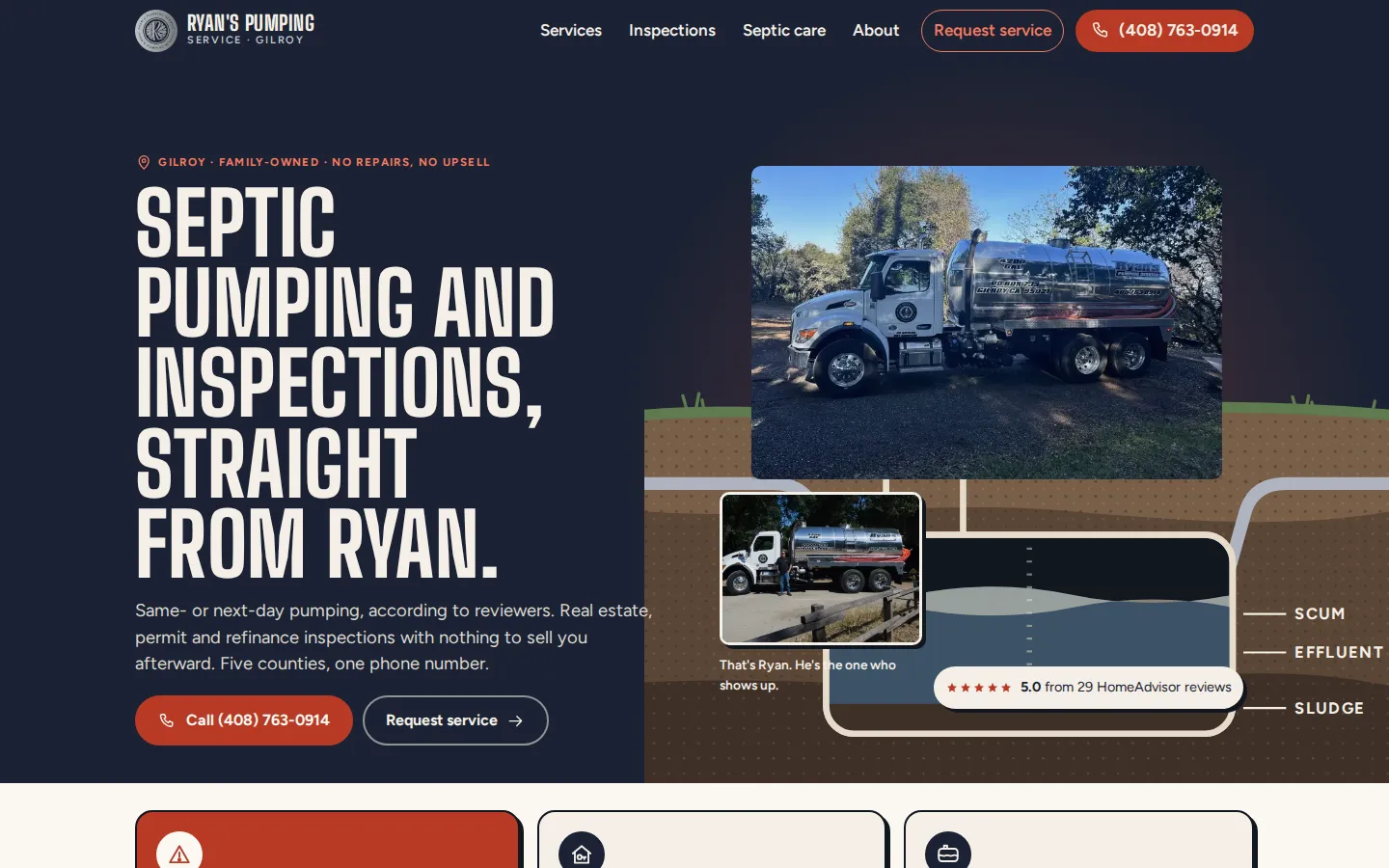 Homepage of Ryan's Pumping Service