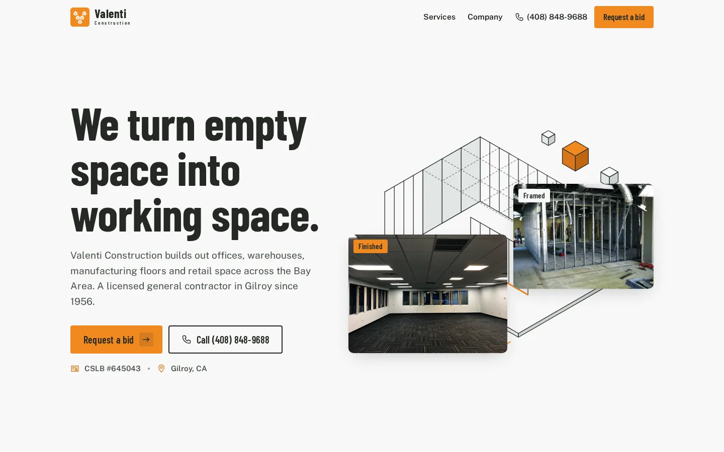 Homepage of Valenti Construction