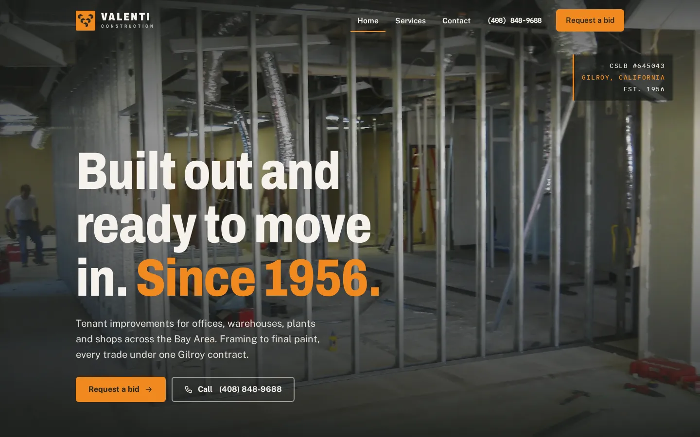 Homepage of Valenti Construction